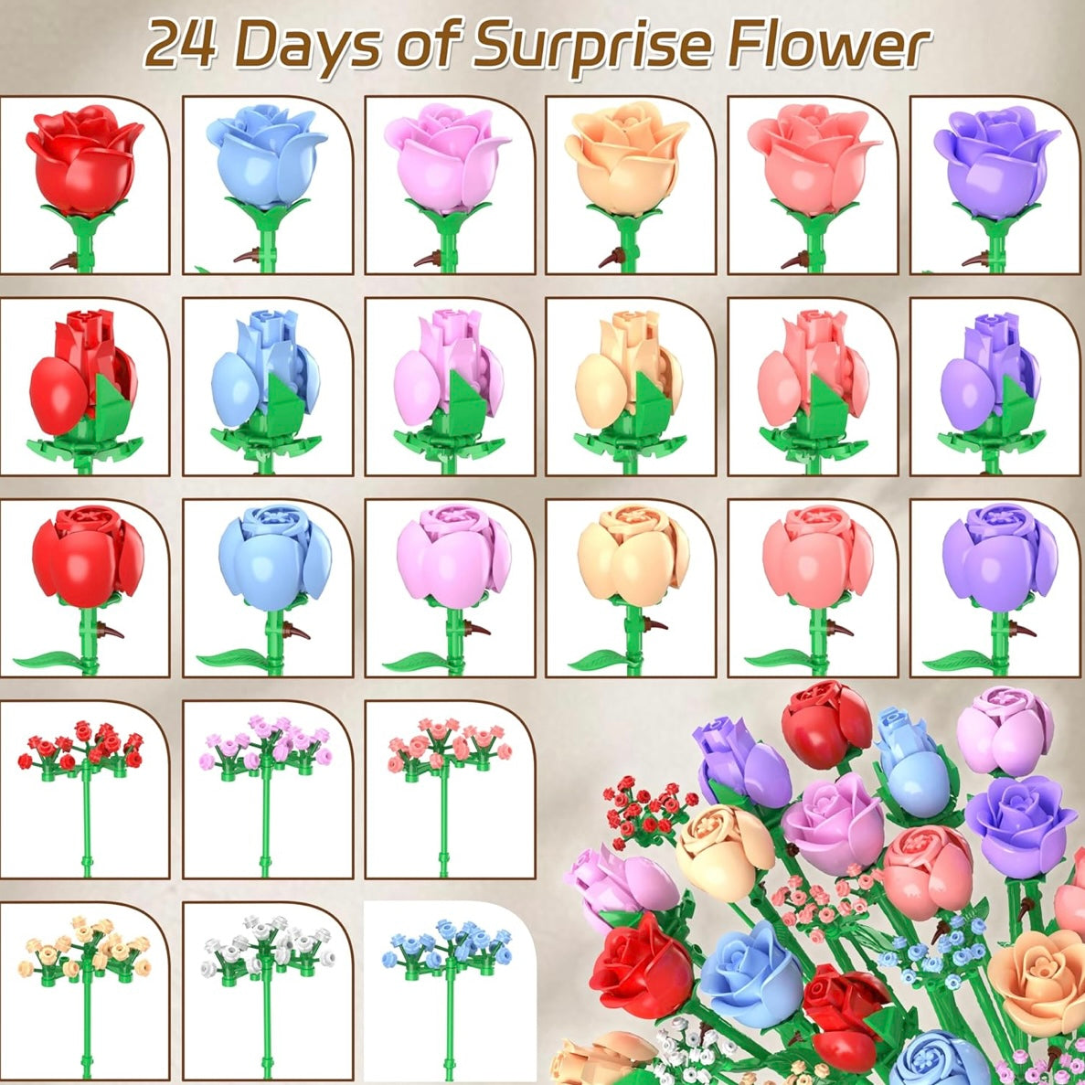 Brick Flower Advent™ — 24-Day Bouquet